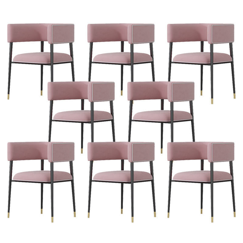 Glam Upholstered Dining Arm Chair Open Back Arm Chair for Dining Room Pink 8 Piece Set Clearhalo 'Dining Chairs' 'Dining Tables & Seating' 'dining_chair' 'furn' 'furn_dining_chair' 'Furniture' 'Kitchen & Dining Furniture' 6329692