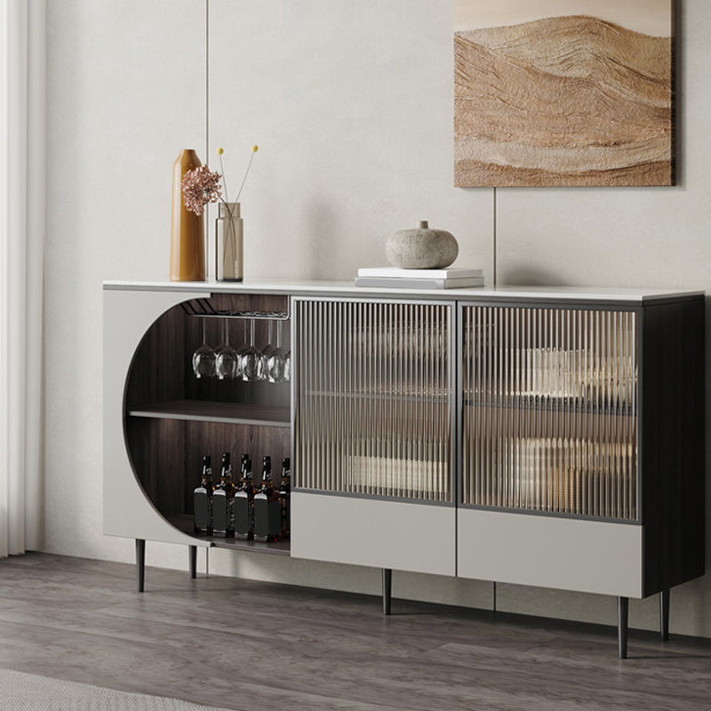 Armoires à buffet de haut blanc glamour portes en verre buffet pour le salon
