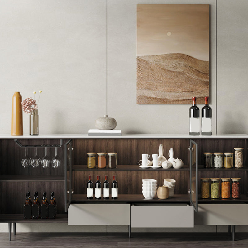 Armoires à buffet de haut blanc glamour portes en verre buffet pour le salon