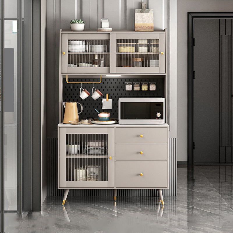 Modern Glass Doors Server 3 Drawers and Doors Cabinets Buffet Sideboard with LED Lights Clearhalo 'buffet_sideboard' 'Buffets & Sideboards' 'furn' 'furn_buffet_sideboard' 'Furniture' 'Kitchen & Dining Furniture' 6329832