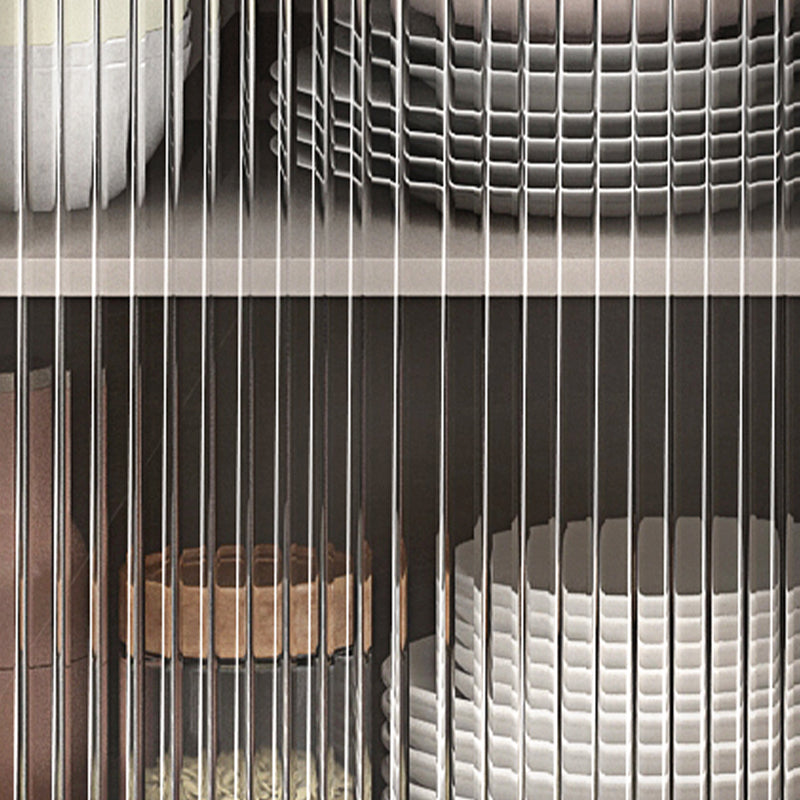 Modern Glass Doors Server 3 Drawers and Doors Cabinets Buffet Sideboard with LED Lights Clearhalo 'buffet_sideboard' 'Buffets & Sideboards' 'furn' 'furn_buffet_sideboard' 'Furniture' 'Kitchen & Dining Furniture' 6329834