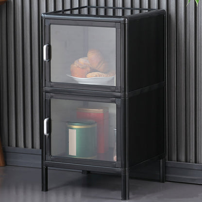 Black Modern Sideboard Buffet Mirrored Metallic Sideboard Table for Living Room 15.7"L x 15.7"W x 27.6"H