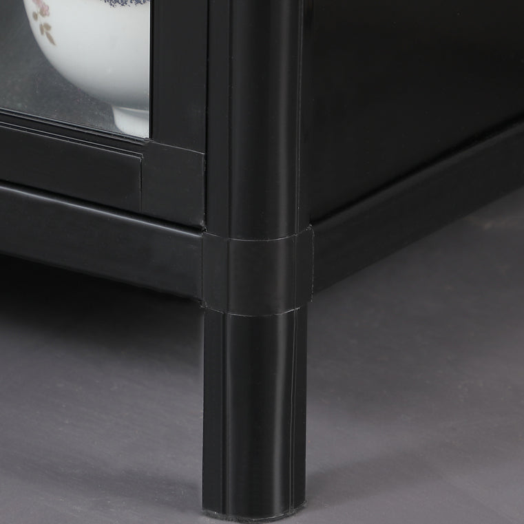 Mesa del aparador metálico espejo de Buffet negro moderno para sala de estar