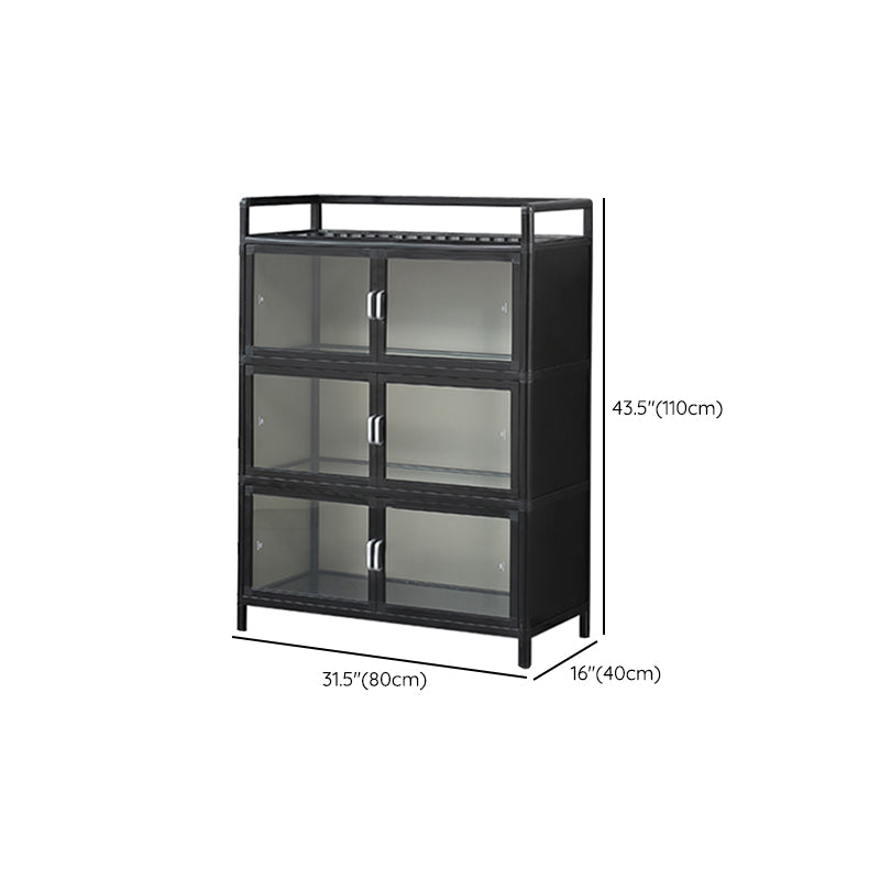 Mesa del aparador metálico espejo de Buffet negro moderno para sala de estar