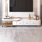 Glam Porta TV multimediale da 14" con ripiani aperti, console porta TV con cassetti