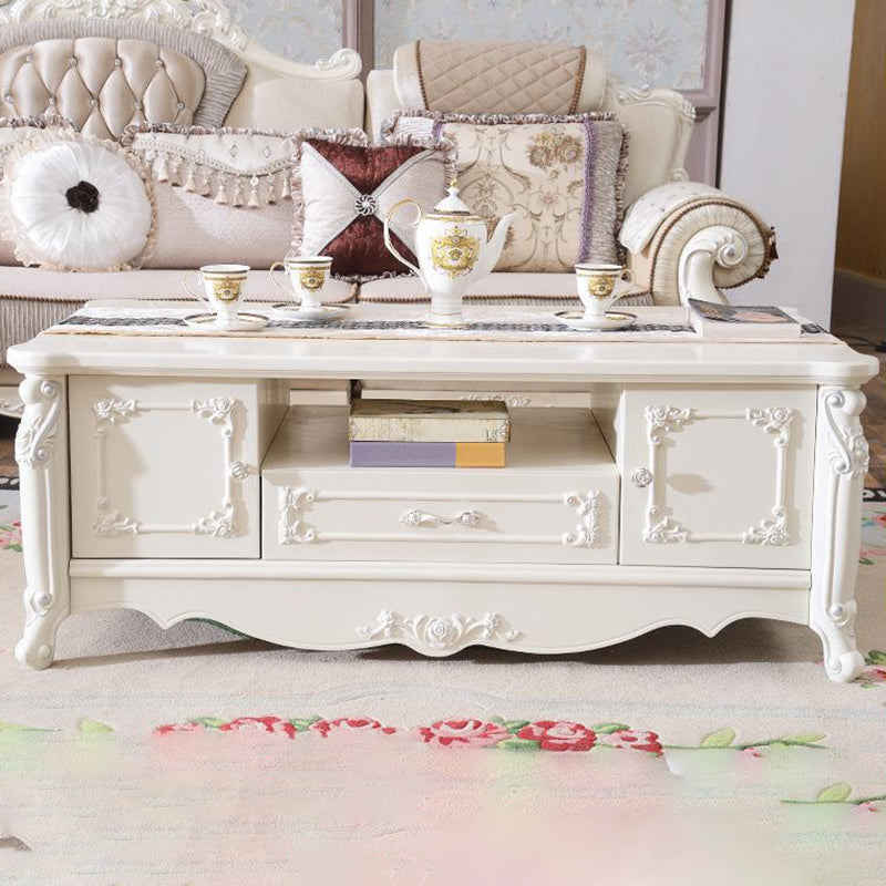 Traditional TV Media Stand White Open Shelving TV Stand Console with Drawers Clearhalo 'furn' 'furn_tv_stands_entertainment_centers' 'Furniture' 'Living Room Furniture' 'TV Stands & Entertainment Centers' 'TV Stands & Media Storage Furniture' 'tv_stands_entertainment_centers' 6330103