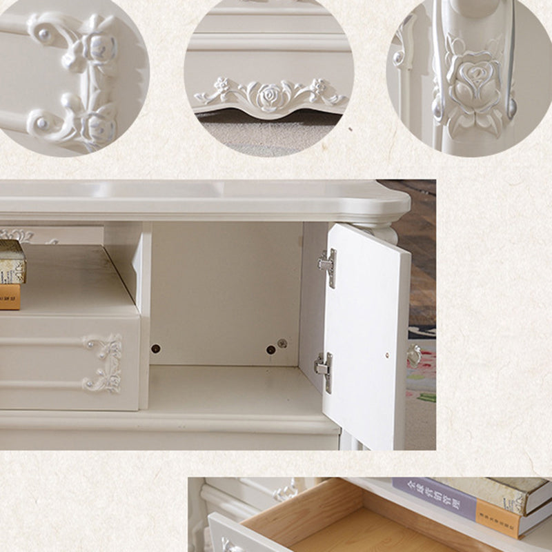 Traditional TV Media Stand White Open Shelving TV Stand Console with Drawers Clearhalo 'furn' 'furn_tv_stands_entertainment_centers' 'Furniture' 'Living Room Furniture' 'TV Stands & Entertainment Centers' 'TV Stands & Media Storage Furniture' 'tv_stands_entertainment_centers' 6330108
