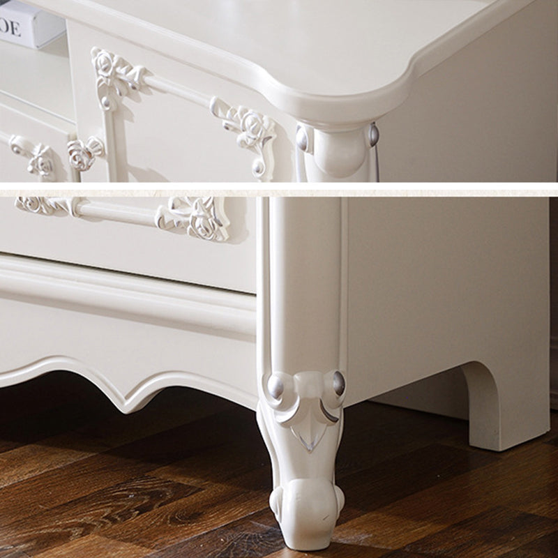 Traditional TV Media Stand White Open Shelving TV Stand Console with Drawers Clearhalo 'furn' 'furn_tv_stands_entertainment_centers' 'Furniture' 'Living Room Furniture' 'TV Stands & Entertainment Centers' 'TV Stands & Media Storage Furniture' 'tv_stands_entertainment_centers' 6330110