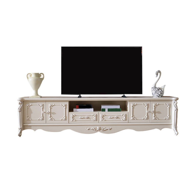 Traditional TV Media Stand White Open Shelving TV Stand Console with Drawers Clearhalo 'furn' 'furn_tv_stands_entertainment_centers' 'Furniture' 'Living Room Furniture' 'TV Stands & Entertainment Centers' 'TV Stands & Media Storage Furniture' 'tv_stands_entertainment_centers' 6330112