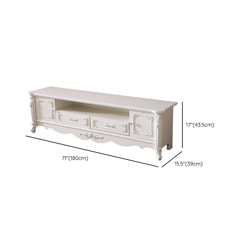 Traditional TV Media Stand White Open Shelving TV Stand Console with Drawers Clearhalo 'furn' 'furn_tv_stands_entertainment_centers' 'Furniture' 'Living Room Furniture' 'TV Stands & Entertainment Centers' 'TV Stands & Media Storage Furniture' 'tv_stands_entertainment_centers' 6330113