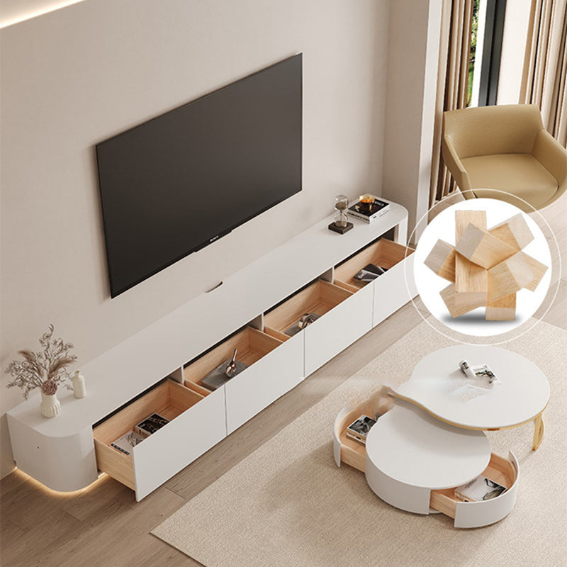 Modern Wood TV Stand Console White TV Media Stand with Drawers for Living Room Clearhalo 'furn' 'furn_tv_stands_entertainment_centers' 'Furniture' 'Living Room Furniture' 'TV Stands & Entertainment Centers' 'TV Stands & Media Storage Furniture' 'tv_stands_entertainment_centers' 6330157