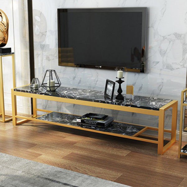 Open Storage Media Console TV Stand Stone TV Stand for Living Room 71"L x 16"W x 18"H Black Clearhalo 'furn' 'furn_tv_stands_entertainment_centers' 'Furniture' 'Living Room Furniture' 'TV Stands & Entertainment Centers' 'TV Stands & Media Storage Furniture' 'tv_stands_entertainment_centers' 6330211