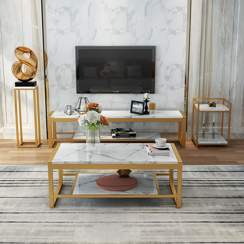 Open Storage Media Console TV Stand Stone TV Stand for Living Room Clearhalo 'furn' 'furn_tv_stands_entertainment_centers' 'Furniture' 'Living Room Furniture' 'TV Stands & Entertainment Centers' 'TV Stands & Media Storage Furniture' 'tv_stands_entertainment_centers' 6330213