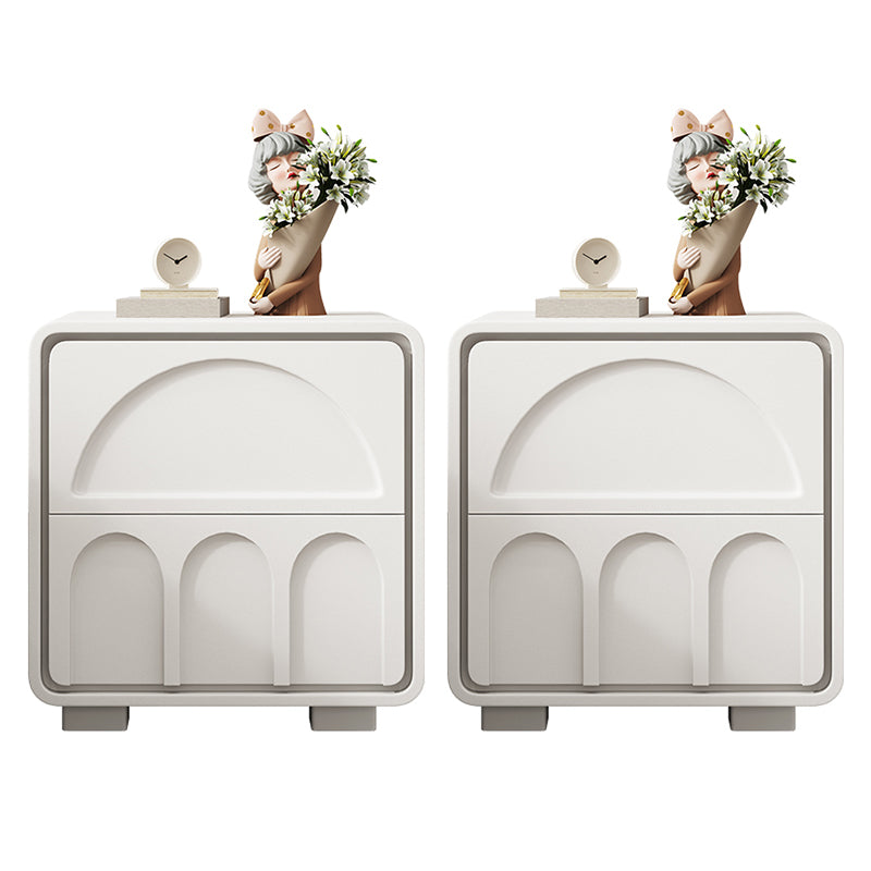 Wooden Bedside Cabinet Modern Style Minimalist Bed Nightstand with Legs White 2 Piece Set Clearhalo 'Bedroom Furniture' 'furn' 'furn_night_stand' 'Furniture' 'night_stand' 'Nightstands' 6330257