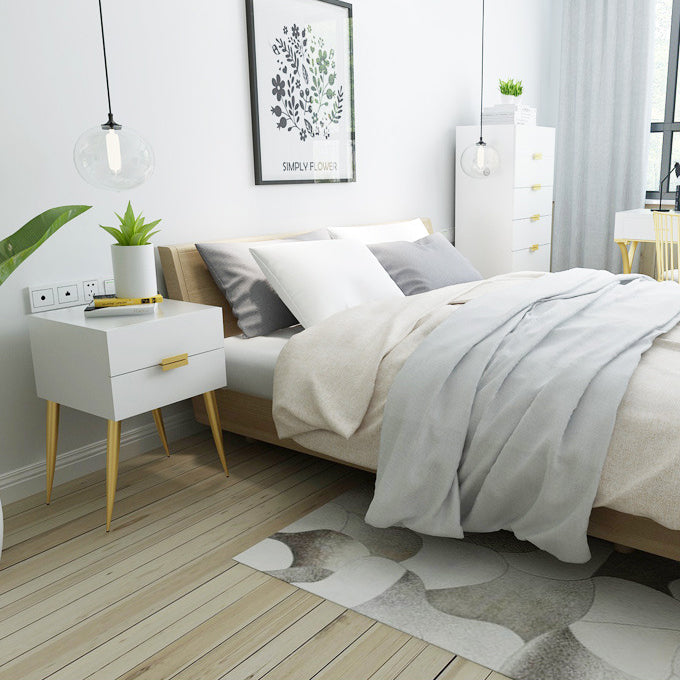 Tavolo da notte notturno in legno e metallo moderno comodino minimalista con gambe