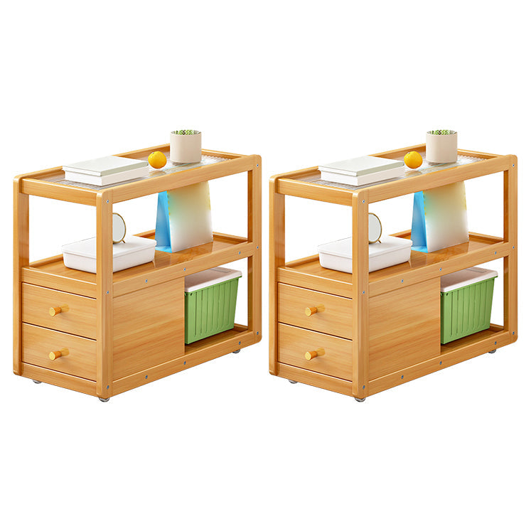 Table de chevet en bois et en verre table de nuit minimaliste moderne avec roulettes