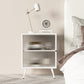Tavolo da notte in vetro e metallo moderno comodino aperto minimalista con gambe