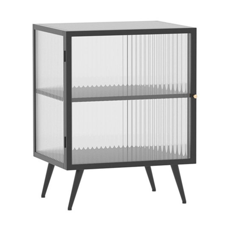 Tavolo da notte in vetro e metallo moderno comodino aperto minimalista con gambe