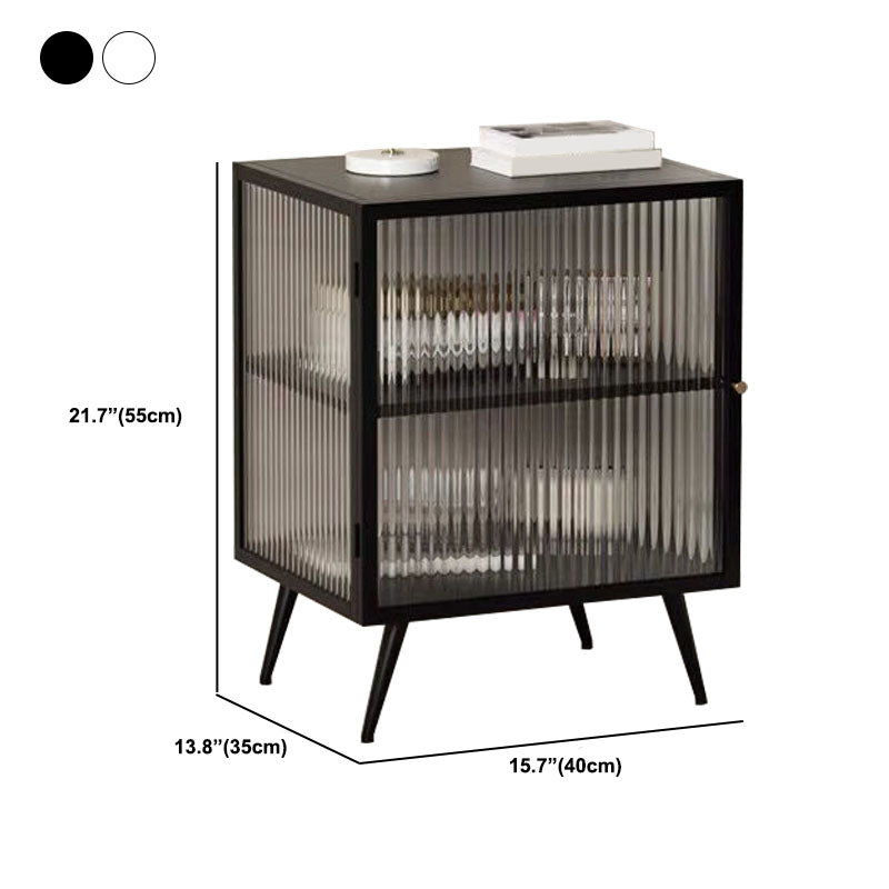 Tavolo da notte in vetro e metallo moderno comodino aperto minimalista con gambe