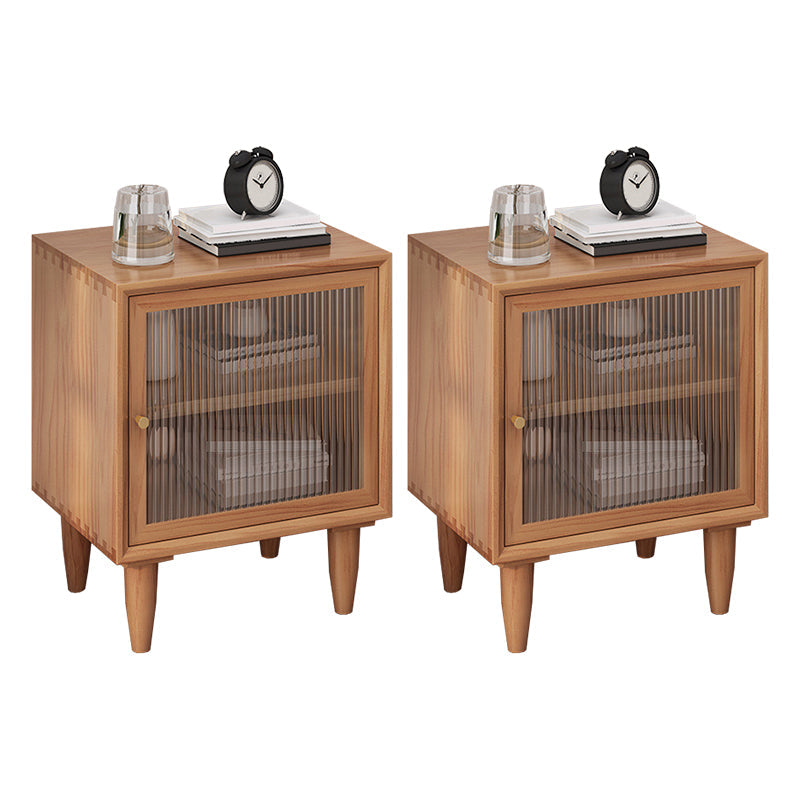 Wooden Night Table Modern Minimalist Bedside Table with Cabinet Cherry Wood 2 Piece Set Clearhalo 'Bedroom Furniture' 'furn' 'furn_night_stand' 'Furniture' 'night_stand' 'Nightstands' 6330377