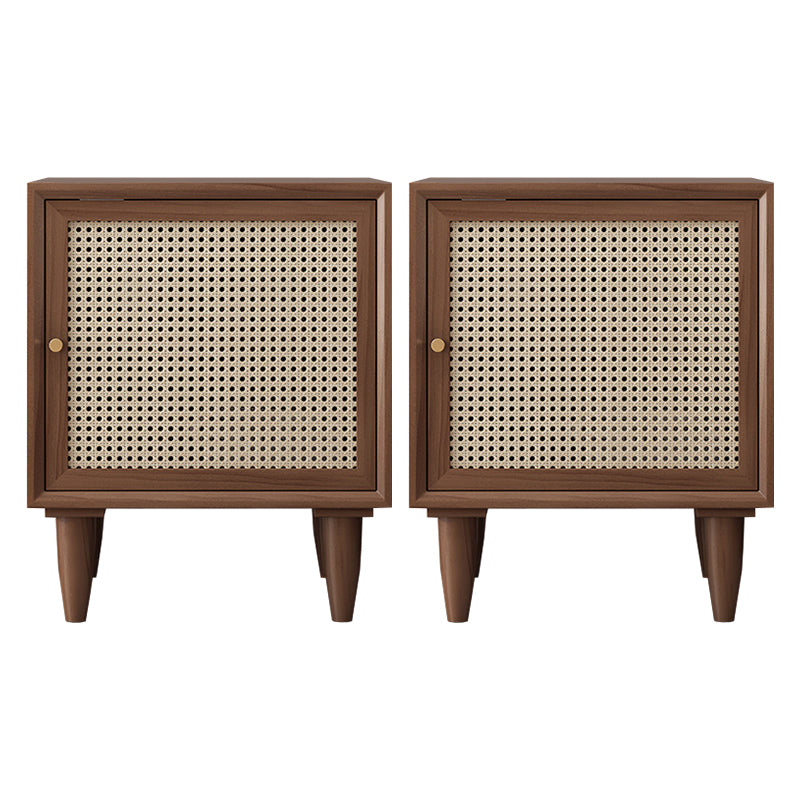 Wooden Night Table Modern Minimalist Bedside Table with Cabinet Nut-Brown 2 Piece Set Clearhalo 'Bedroom Furniture' 'furn' 'furn_night_stand' 'Furniture' 'night_stand' 'Nightstands' 6330380