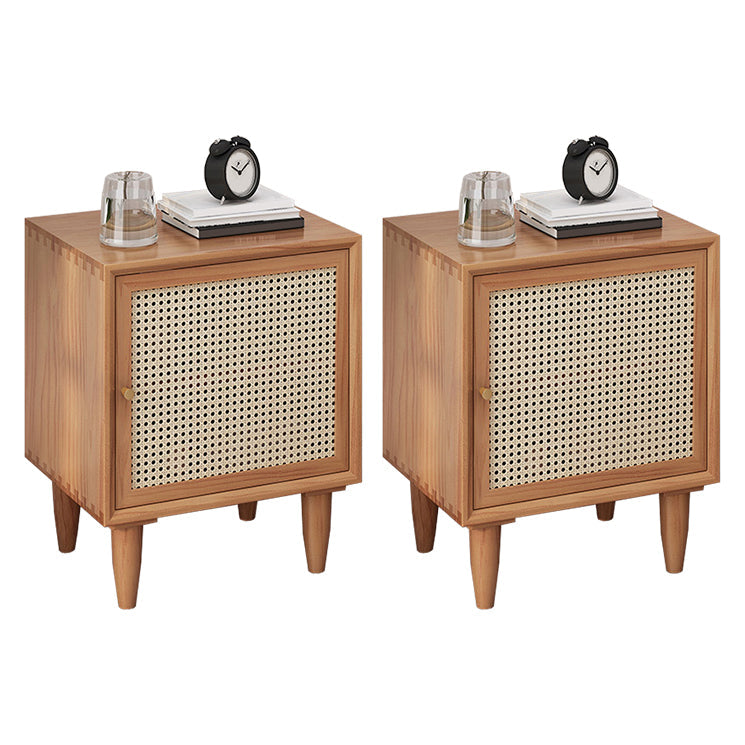 Wooden Night Table Modern Minimalist Bedside Table with Cabinet Cherry 2 Piece Set Clearhalo 'Bedroom Furniture' 'furn' 'furn_night_stand' 'Furniture' 'night_stand' 'Nightstands' 6330382