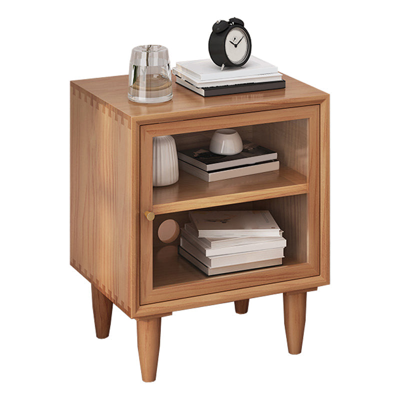 Wooden Night Table Modern Minimalist Bedside Table with Cabinet Clearhalo 'Bedroom Furniture' 'furn' 'furn_night_stand' 'Furniture' 'night_stand' 'Nightstands' 6330387
