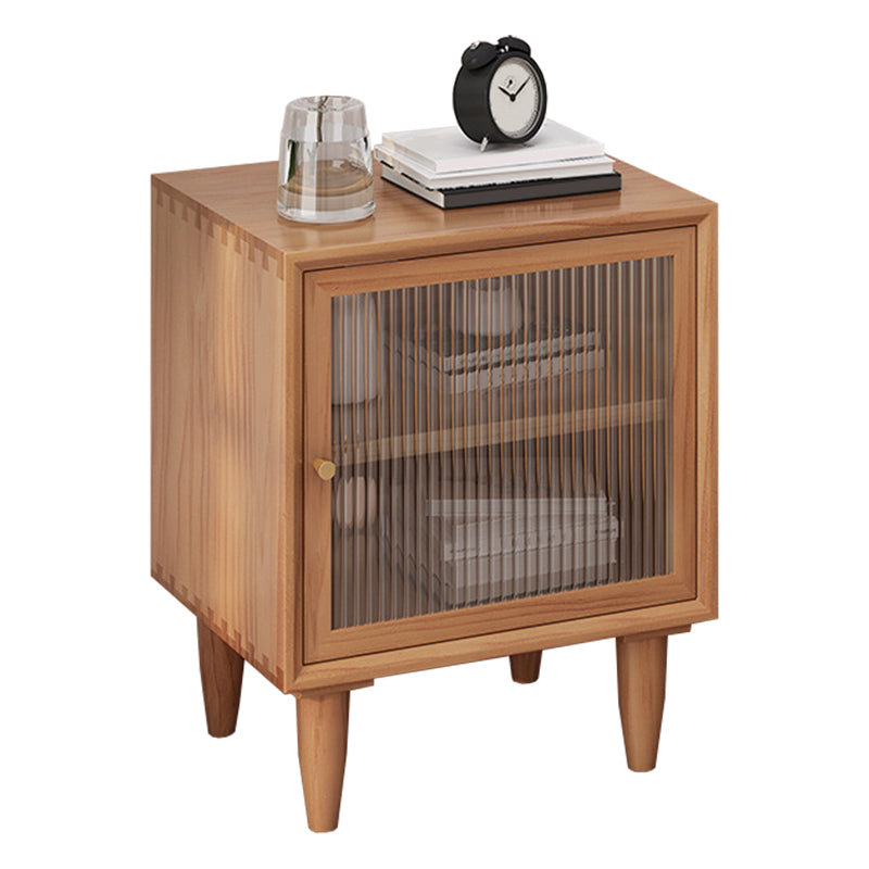 Wooden Night Table Modern Minimalist Bedside Table with Cabinet Clearhalo 'Bedroom Furniture' 'furn' 'furn_night_stand' 'Furniture' 'night_stand' 'Nightstands' 6330389