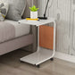 Wooden and Metal Night Table Modern Minimalist Open Bedside Table with Casters