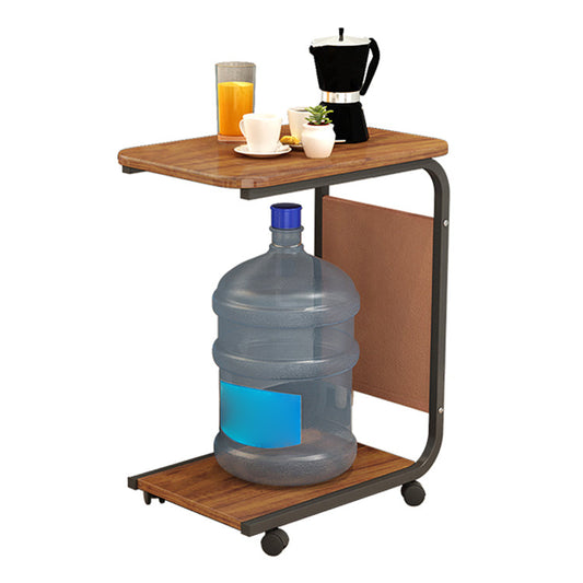 Holz- und Metall -Nachttisch moderner minimalistischer offener Nachttisch mit Rollen