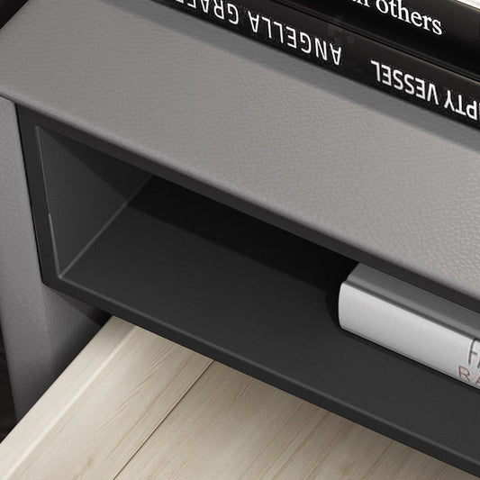 Mesa nocturna de madera y de cuero Modemalista Modemalista Mesa de noche abierta con piernas