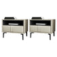 Wooden and Leather Night Table Modern Minimalist Open Bedside Table with Legs
