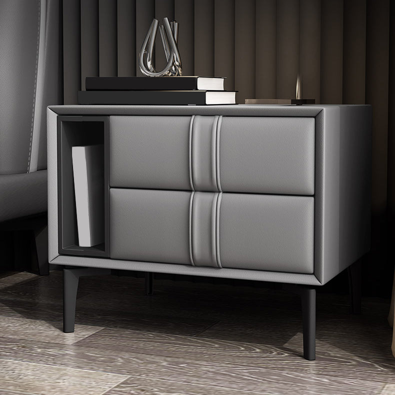 Table de nuit en cuir et en bois moderne table de chevet ouverte minimaliste avec jambes