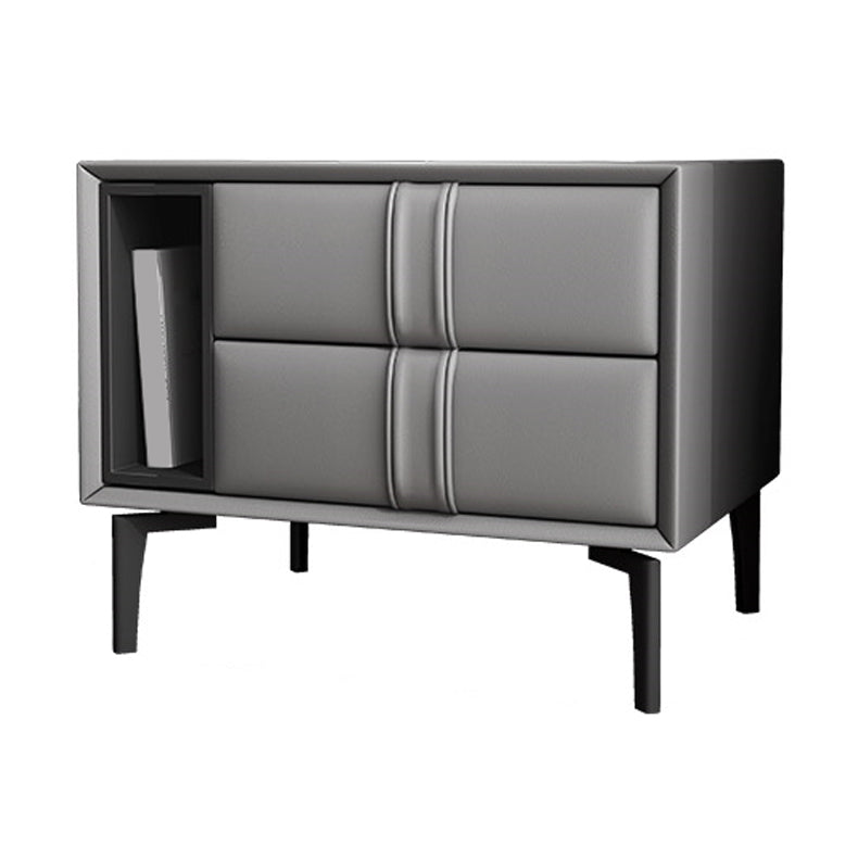 Table de nuit en cuir et en bois moderne table de chevet ouverte minimaliste avec jambes