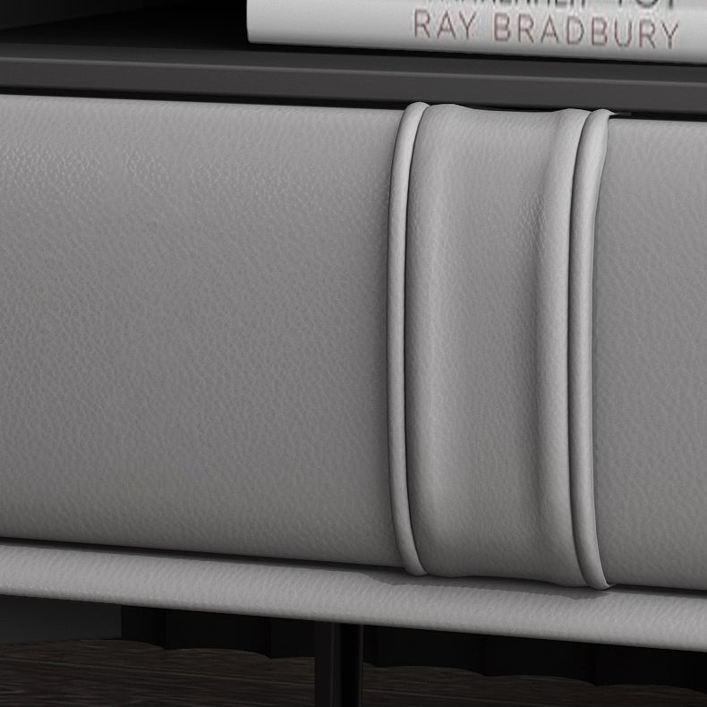 Table de nuit en cuir et en bois moderne table de chevet ouverte minimaliste avec jambes