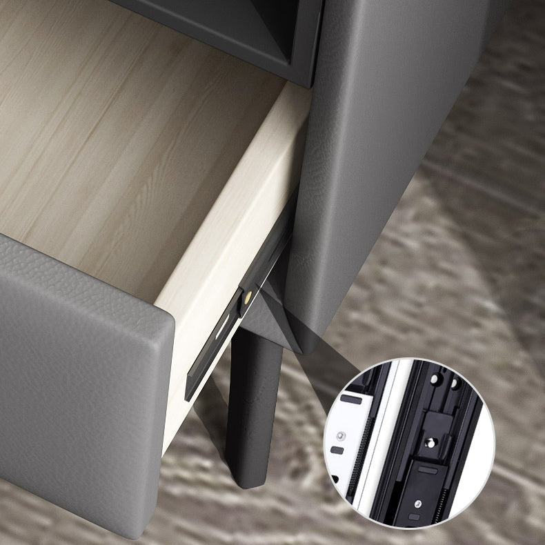 Table de nuit en cuir et en bois moderne table de chevet ouverte minimaliste avec jambes