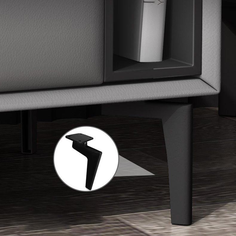 Table de nuit en cuir et en bois moderne table de chevet ouverte minimaliste avec jambes