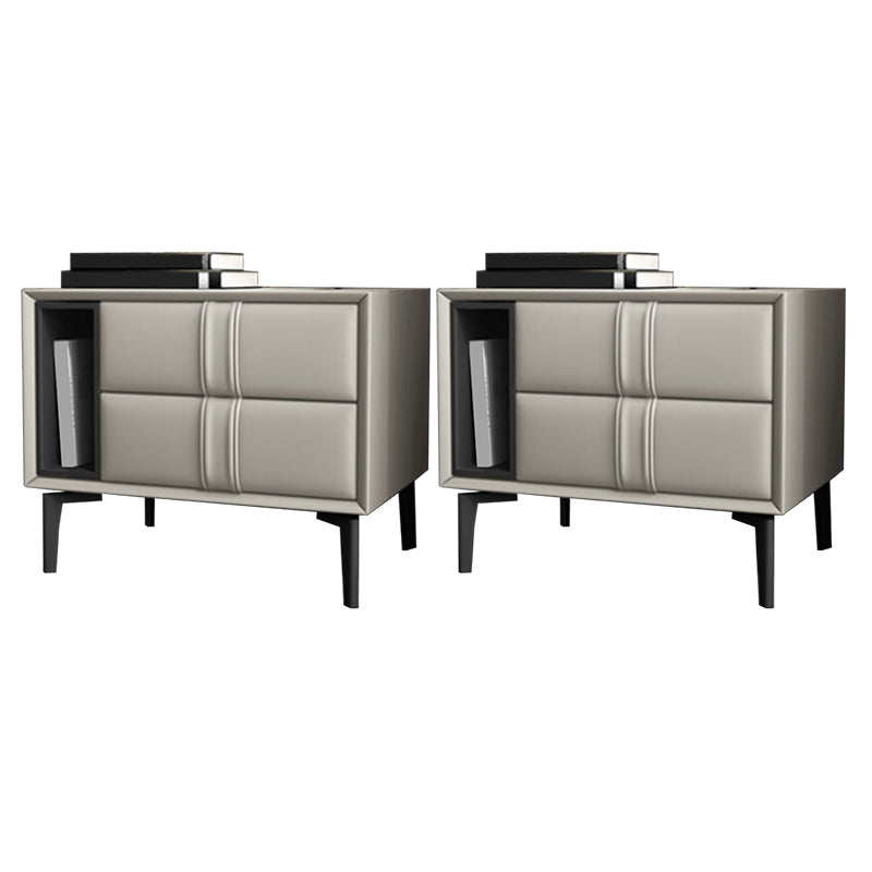 Table de nuit en cuir et en bois moderne table de chevet ouverte minimaliste avec jambes