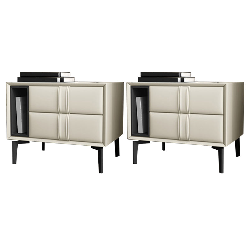 Table de nuit en cuir et en bois moderne table de chevet ouverte minimaliste avec jambes