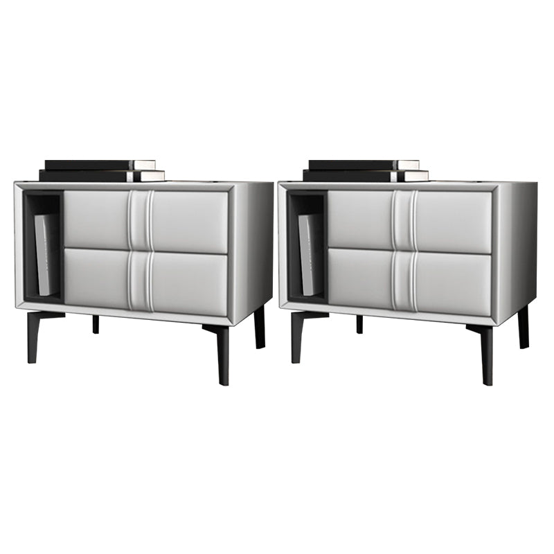 Table de nuit en cuir et en bois moderne table de chevet ouverte minimaliste avec jambes