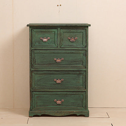 Nautical Bedroom Solid Wood Storage Chest Vertical Chest with Drawers 19.7"L x 11.8"W x 29.1"H Turquoise