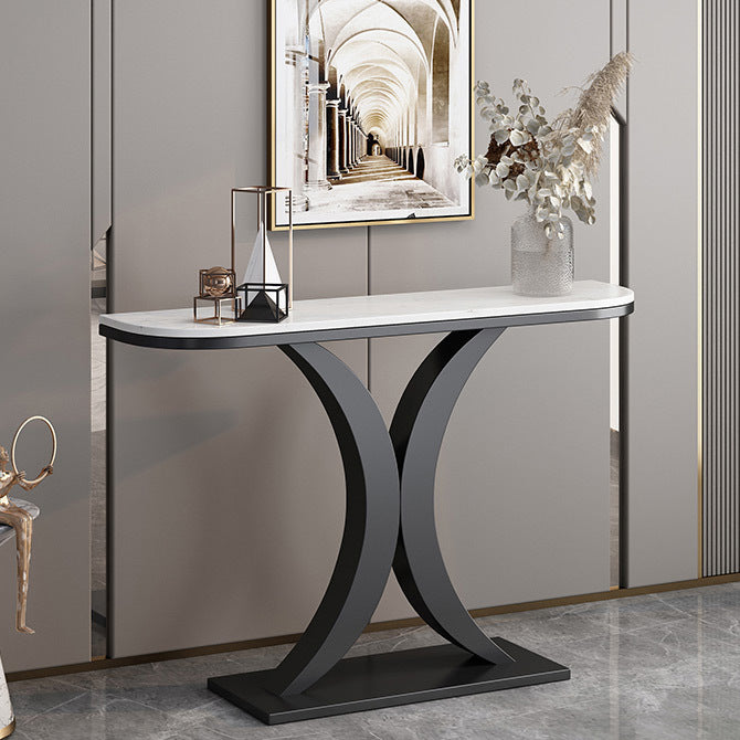 Contemporary Console Accent Table Antique Finish Console Table in Marble Clearhalo 'Console Tables' 'console_tables' 'Entry & Mudroom Furniture' 'furn' 'furn_console_tables' 'Furniture' 6334387