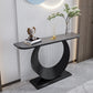 Stone Half Moon Console Table 31.5-inch Tall Accent Table with 1 Shelf Dark Gray-Black Clearhalo 'Console Tables' 'console_tables' 'Entry & Mudroom Furniture' 'furn' 'furn_console_tables' 'Furniture' 6334423