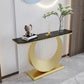 Stone Half Moon Console Table 31.5-inch Tall Accent Table with 1 Shelf Black-Gold Clearhalo 'Console Tables' 'console_tables' 'Entry & Mudroom Furniture' 'furn' 'furn_console_tables' 'Furniture' 6334424