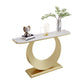 Stone Half Moon Console Table 31.5-inch Tall Accent Table with 1 Shelf Clearhalo 'Console Tables' 'console_tables' 'Entry & Mudroom Furniture' 'furn' 'furn_console_tables' 'Furniture' 6334427