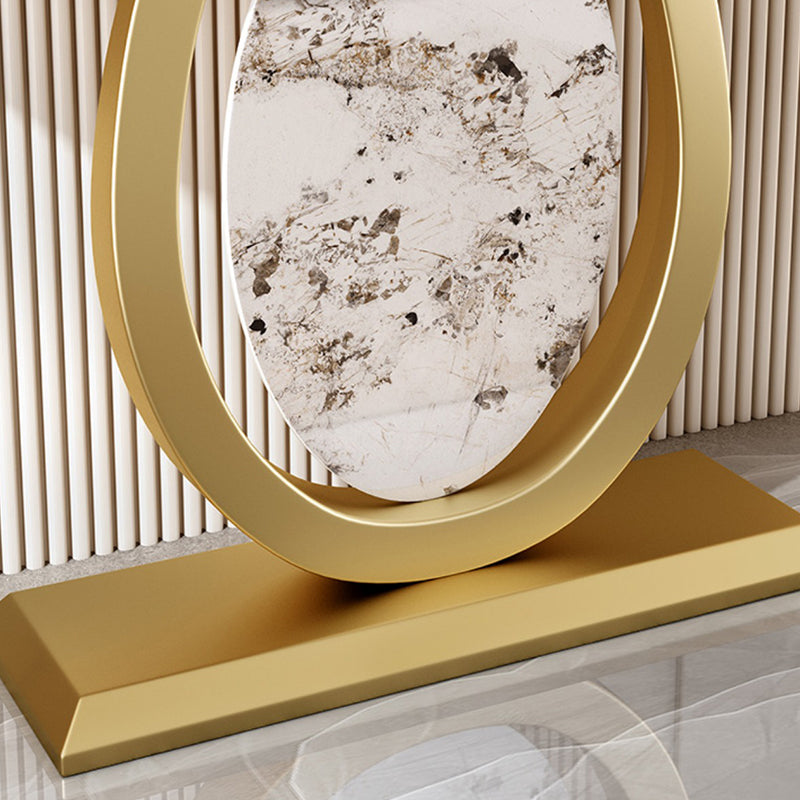 Stone Half Moon Accent Table 1-shelf 31.5" Tall Console Table for Hall Clearhalo 'Console Tables' 'console_tables' 'Entry & Mudroom Furniture' 'furn' 'furn_console_tables' 'Furniture' 6334449