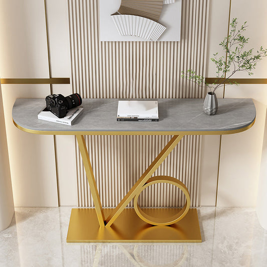 Glam Console Accent Table Antique Finish Half Moon Console Sofa Table