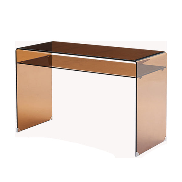 Modern Glass Top Office Desk 29.53" Tall Writing Desk with Sled Base Clearhalo 'furn' 'furn_office_desk' 'Furniture' 'Office Desks' 'Office Furniture' 'office_desk' 6334588