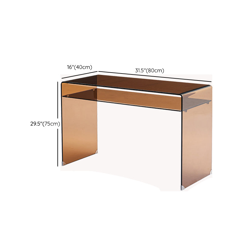 Modern Glass Top Office Desk 29.53" Tall Writing Desk with Sled Base Clearhalo 'furn' 'furn_office_desk' 'Furniture' 'Office Desks' 'Office Furniture' 'office_desk' 6334594