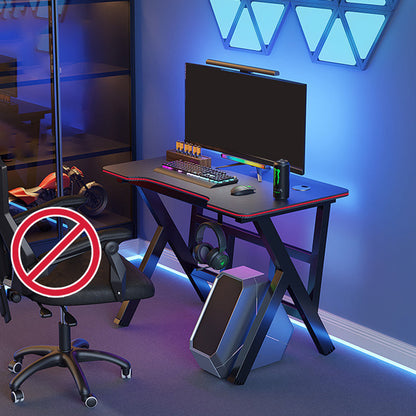 Cable Management Dormitory Gaming Desk Black Rectangular Computer Desk 31"L x 20"W x 29"H Black Clearhalo 'furn' 'furn_office_desk' 'Furniture' 'Office Desks' 'Office Furniture' 'office_desk' 6334630